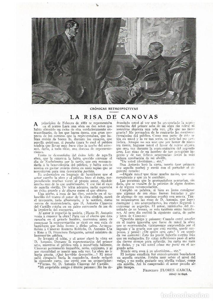 Collectionnisme: A&Ntilde;O 1914 RECORTE PRENSA LA RISA DE CANOVAS POR FRANCISCO FLORES GARCIA DIBUJO DE ESPI