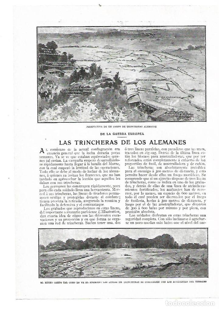 Colecionismo: A&Ntilde;O 1914 RECORTE PRENSA GUERRA EJERCITO ALEMAN LAS TRINCHERAS DE LOS ALEMANES