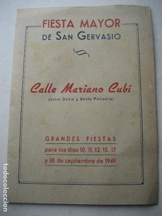 Coleccionismo: Barcelona. San Gervasio. Programa Fiesta Mayor 1949. - Foto 1