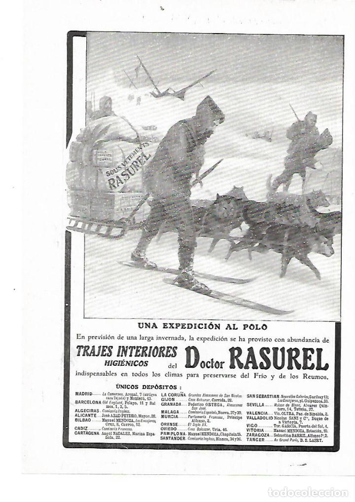 Sammelleidenschaft Papier: A&Ntilde;O 1914 RECORTE PRENSA PUBLICIDAD TRAJES INTERIORES DOCTOR RASUREL EXPEDICION AL POLO