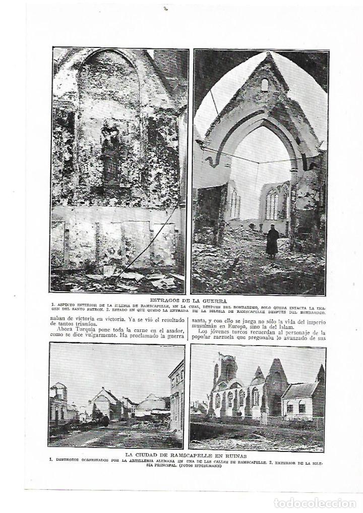 Coleccionismo: A&Ntilde;O 1914 RECORTE PRENSA GUERRA BOMBARDEO RUINAS CATEDRAL CIUDAD RAMSCAPELLE BORMBARDEO