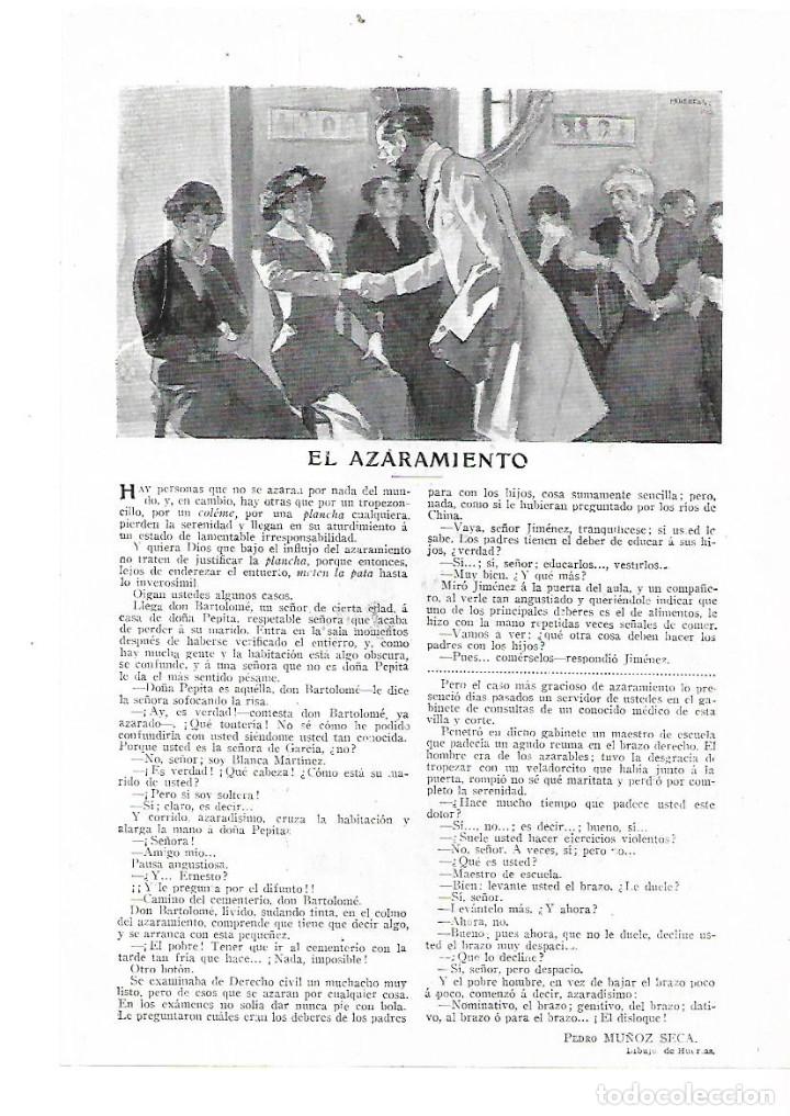 Collezionismo: A&Ntilde;O 1914 RECORTE PRENSA RELATO CORTO EL AZARAMIENTO PEDRO MU&Ntilde;OZ SECA DIBUJO DE HUERTAS