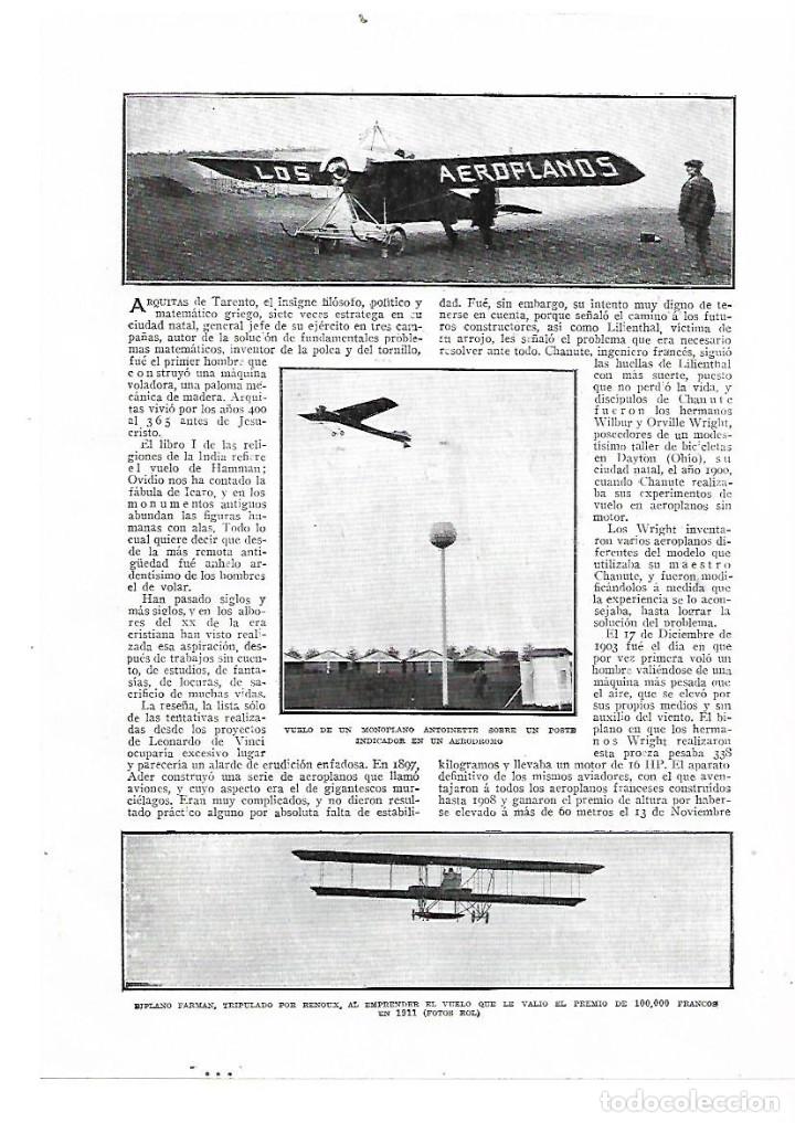 Collecting paper: A&Ntilde;O 1914 RECORTE PRENSA LOS AEROPLANOS AVIACION MONOPLANO ANTOINETTE BIPLANO FARMAN BLERIOT
