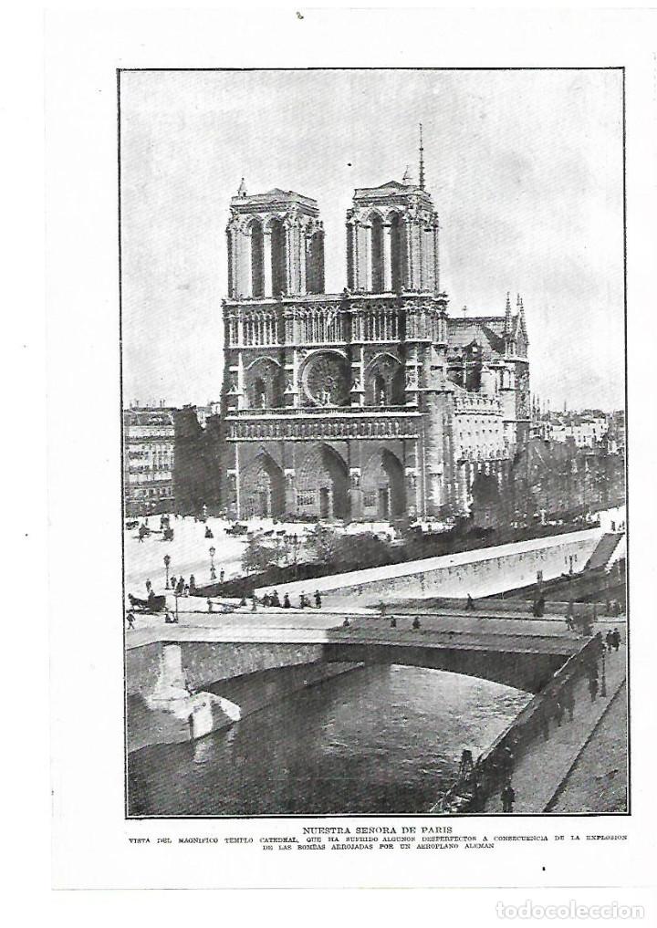 Collecting paper: A&Ntilde;O 1914 RECORTE PRENSA GUERRA MUNDIAL CATEDRAL NOTRE DAME PARIS DESPERFECTOS BOMBAS