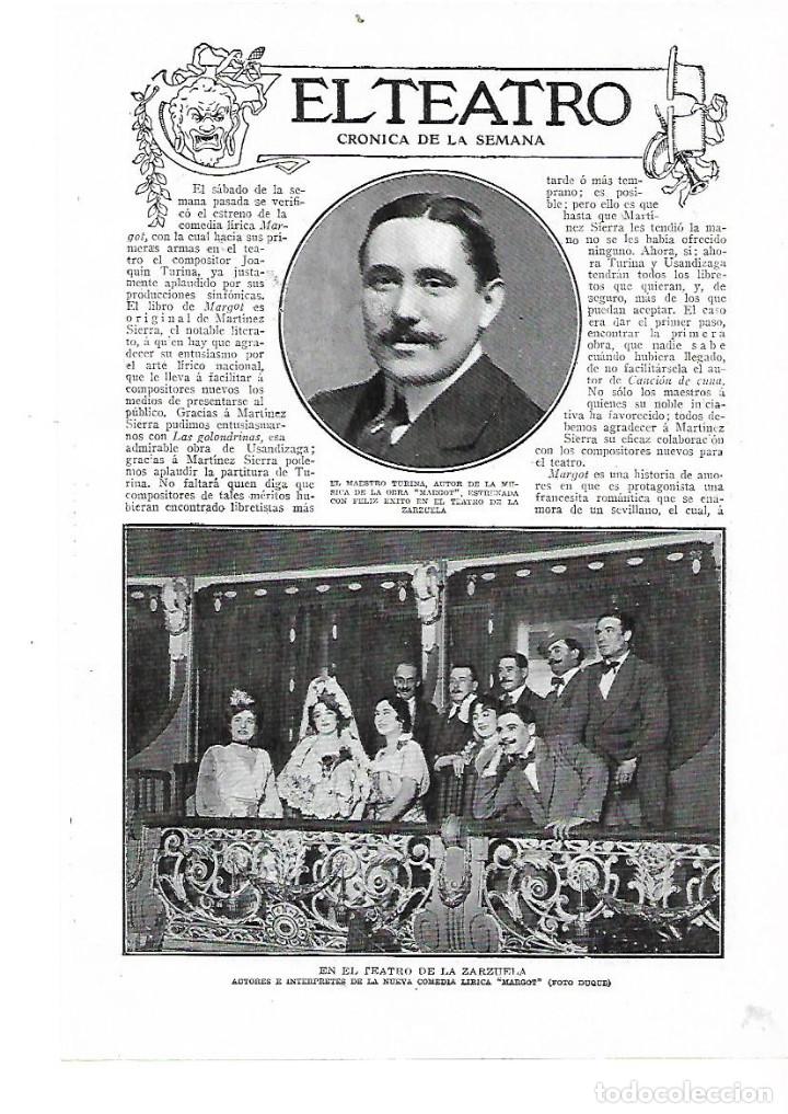 Sammelleidenschaft Papier: A&Ntilde;O 1914 RECORTE PRENSA TEATRO DE LA ZARZUELA OBRA LIRICA MARGOT MAESTRO TURINA