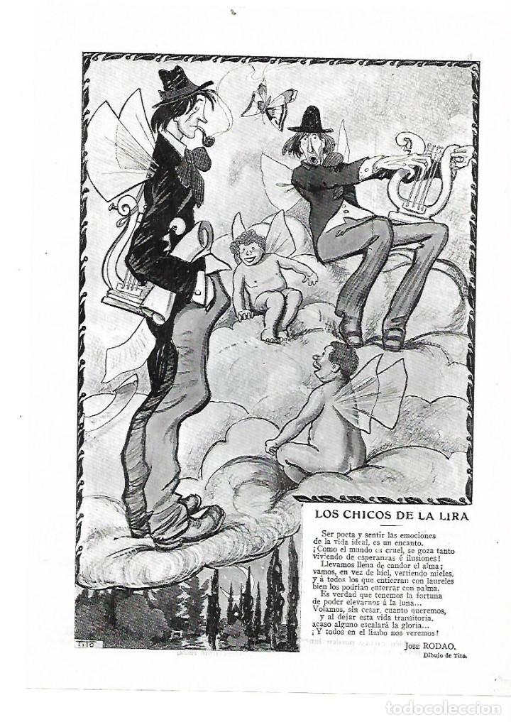 Collectionnisme: A&Ntilde;O 1914 RECORTE PRENSA POESIA LOS CHICOS DE LA LIRA POR JOSE RODAO DIBUJO DE TITO
