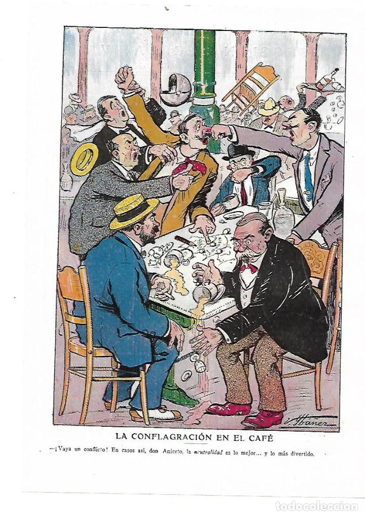 Collecting paper: A&Ntilde;O 1914 RECORTE PRENSA DIBUJO HUMOR COMIC CARICATURA CONFLAGRACION EN EL CAFE YBA&Ntilde;EZ