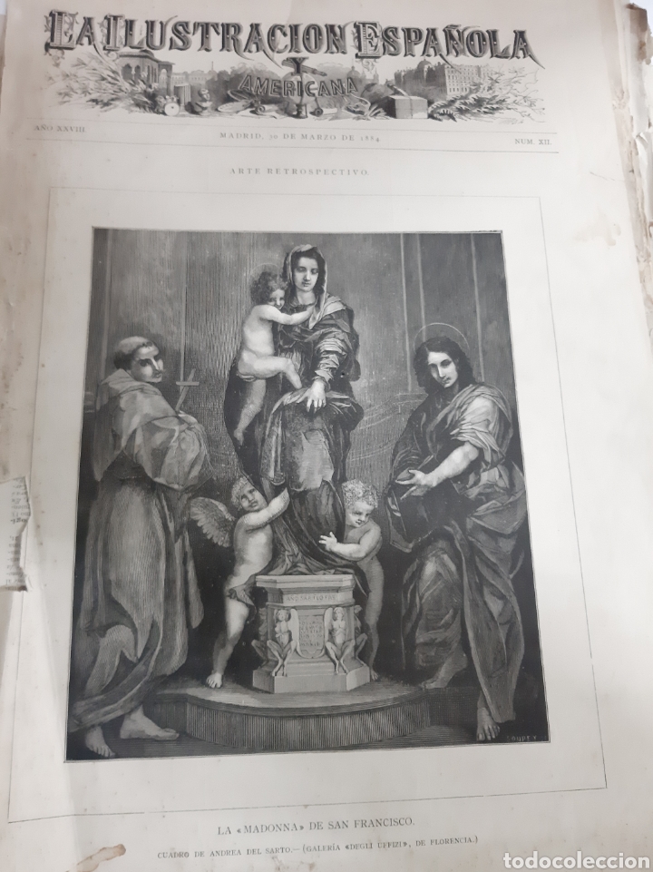 Coleccionismo: 1884 La ilustraci&oacute;n Espa&ntilde;ola La Madona san Francisco Andrea Sarto Florencia