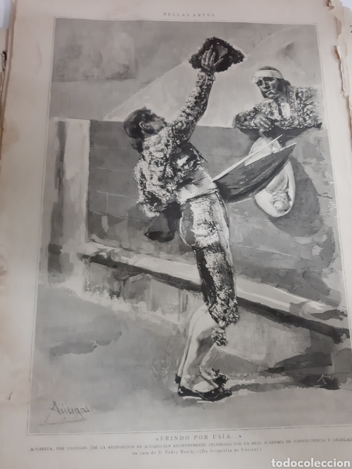 Coleccionismo: 1884 Lamina Toros brindis - Foto 1