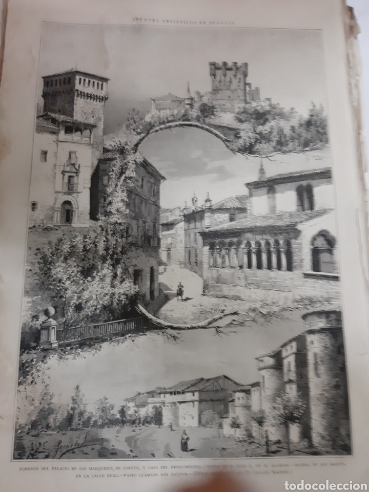 Sammelleidenschaft Papier: 1888 Torre&oacute;n palacio Marqu&eacute;s Lozoya y casa Renacimiento Torre San Juan.Iglesia san Mart&iacute;n