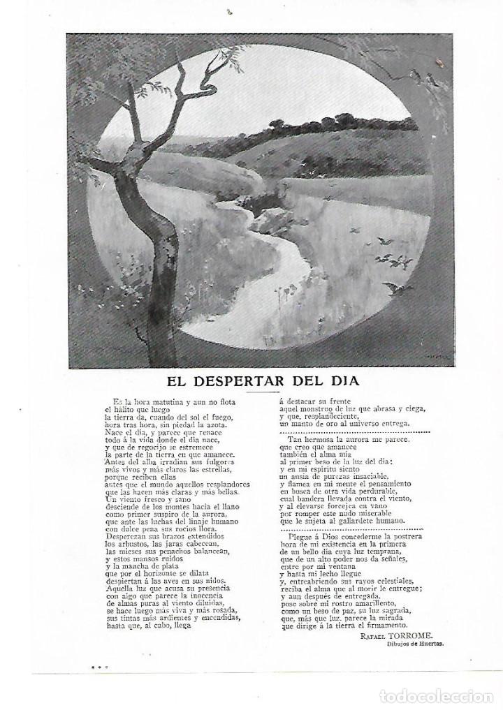 Coleccionismo: A&Ntilde;O 1914 RECORTE PRENSA POESIA EL DESPERTAR DEL DIA POR RAFAEL TORROME DIBUJO HUERTAS