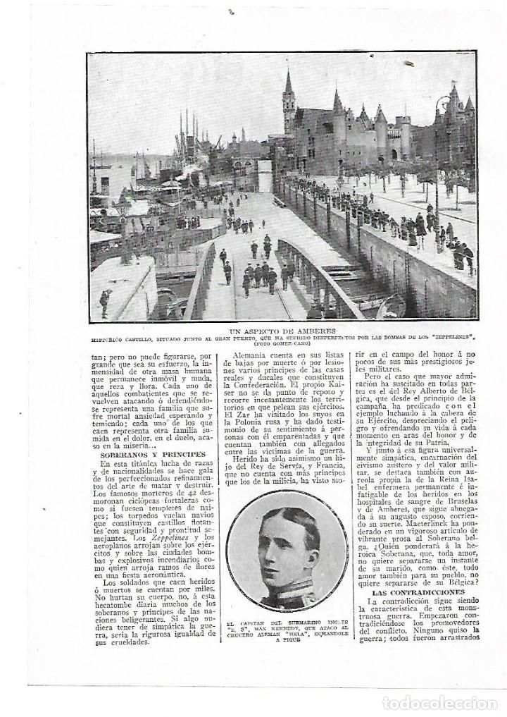 Collectionnisme: A&Ntilde;O 1914 RECORTE PRENSA DESTROZOS GUERRA AMBERES CASTILLO BOMBARDEO GUERRA MUNDIAL EUROPEA