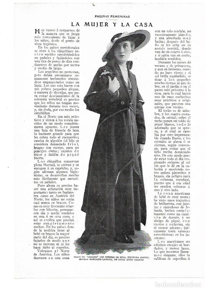 Coleccionismo: A&Ntilde;O 1914 RECORTE PRENSA MODA MUJER TRAJE DE TIGRINE HECHURA SASTRE MODELO MARGAINE LACROIX DE PARIS
