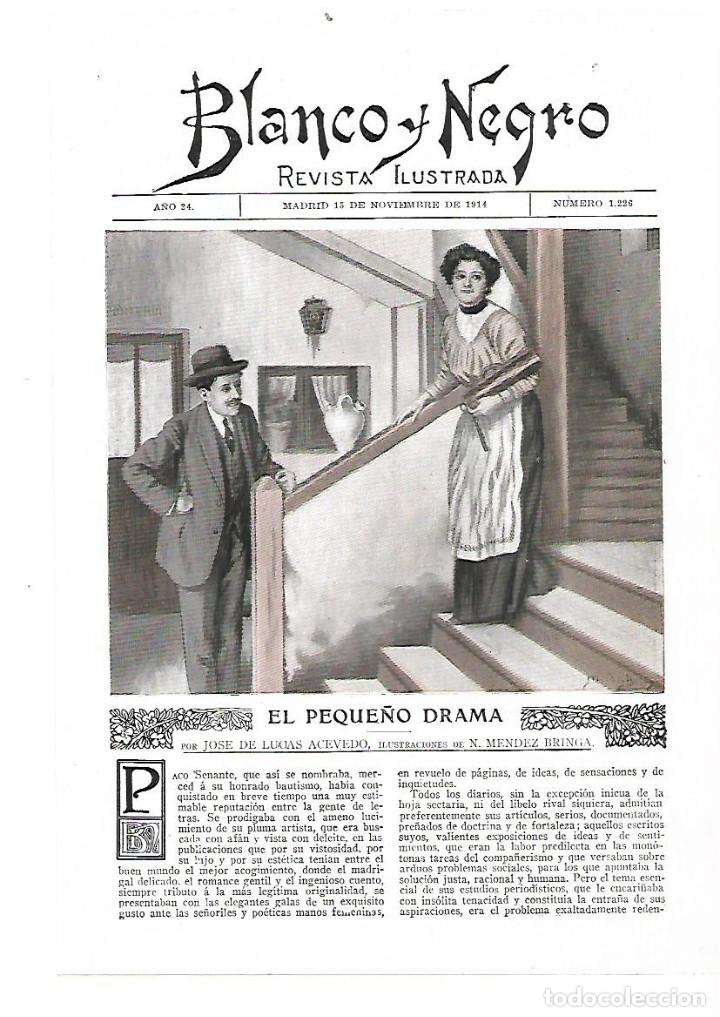 Coleccionismo: A&Ntilde;O 1914 RECORTE PRENSA RELATO CORTO EL PEQUE&Ntilde;O DRAMA DE LUCAS ACEVEDO DIBUJO MENDEZ BRINGA