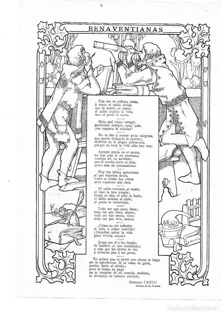 Coleccionismo: A&Ntilde;O 1914 RECORTE PRENSA POESIA BENAVENTIANAS POR GONZALO CANTO DIBUJO VARELA ILUSTRACION