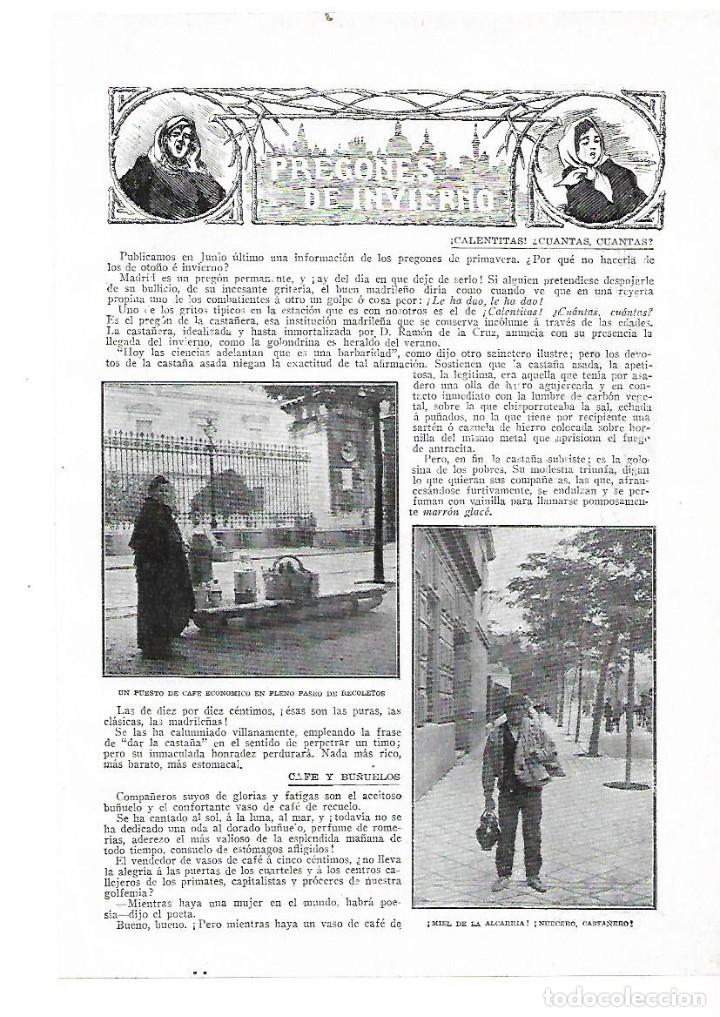 Collectionnisme: &Ntilde;O 1914 MADRID COSTRUMBRES PREGONES INVIERNO CASTA&Ntilde;AS MIEL CHURROS TORTAS PIEL RUEDERO CHULETAS CAFE