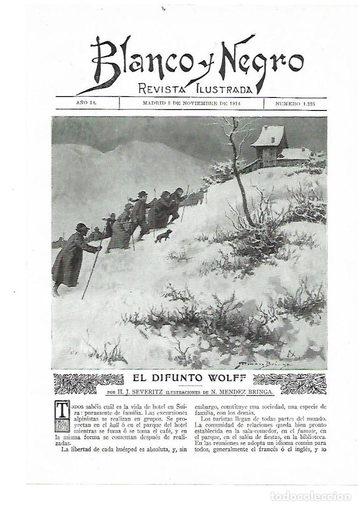 Coleccionismo: A&Ntilde;O 1914 RECORTE PRENSA RELATO CORTO EL DIFUNTO WOLFF POR SEVERITZ DIBUJO MENDEZ BRINGA