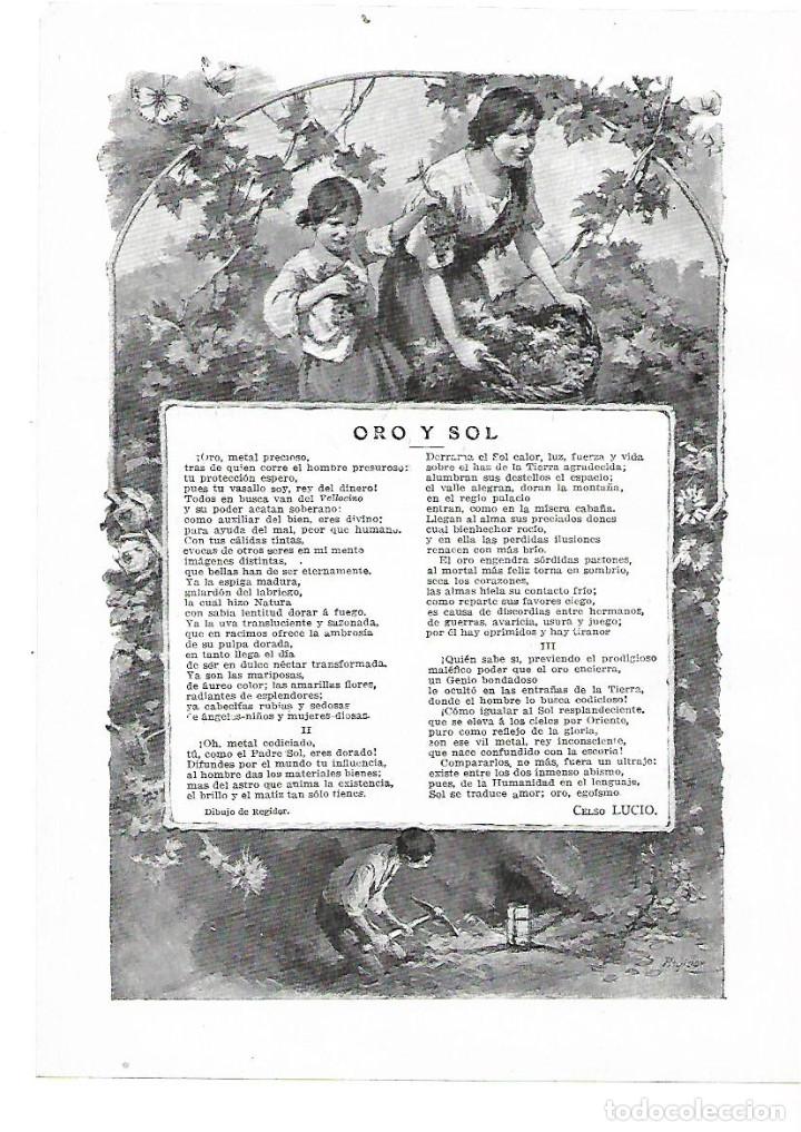 Coleccionismo: A&Ntilde;O 1914 RECORTE PRENSA POESIA ORO Y SOL POR CELSO LUCIO DIBUJO REGIDOR ILUSTRACION