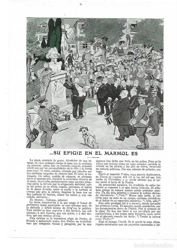 Coleccionismo: A&Ntilde;O 1914 RECORTE PRENSA RELATO CORTO SU EFIGIE EN EL MARMOL ES POR TITO DIBUJO ILUSTRACION