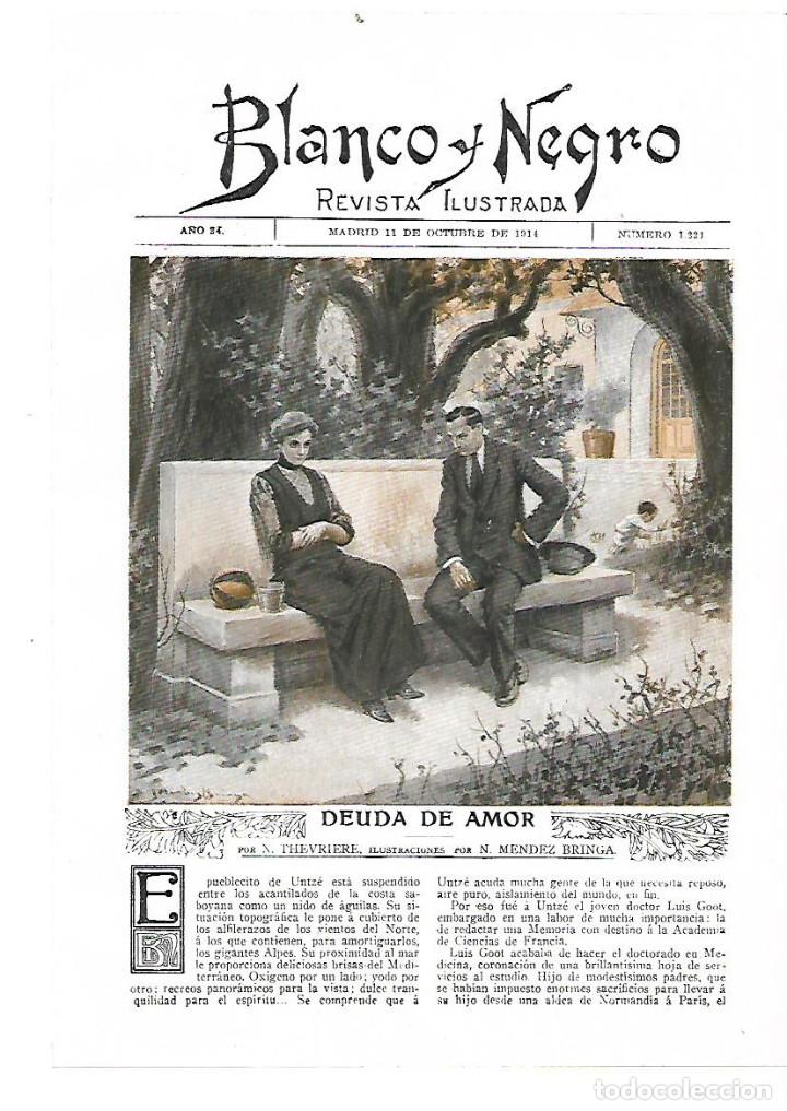 Coleccionismo: A&Ntilde;O 1914 RECORTE PRENSA RELATO CORTO DEUDA DE AMOR POR THEVRIERE DIBUJO MENDEZ BRINGA