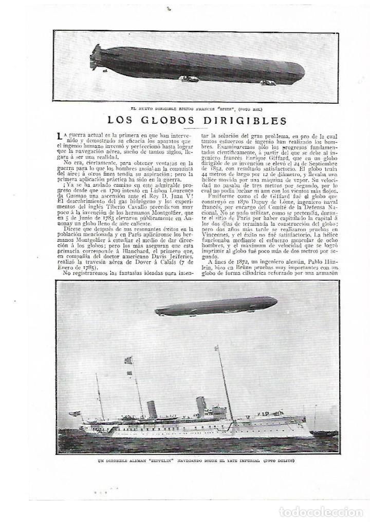 Coleccionismo: A&Ntilde;O 1914 RECORTE PRENSA LOS GLOBOS DIRIGIBLES AERONAUTICA ZEPPELIN SPIES VILLE DE BRUXELLES