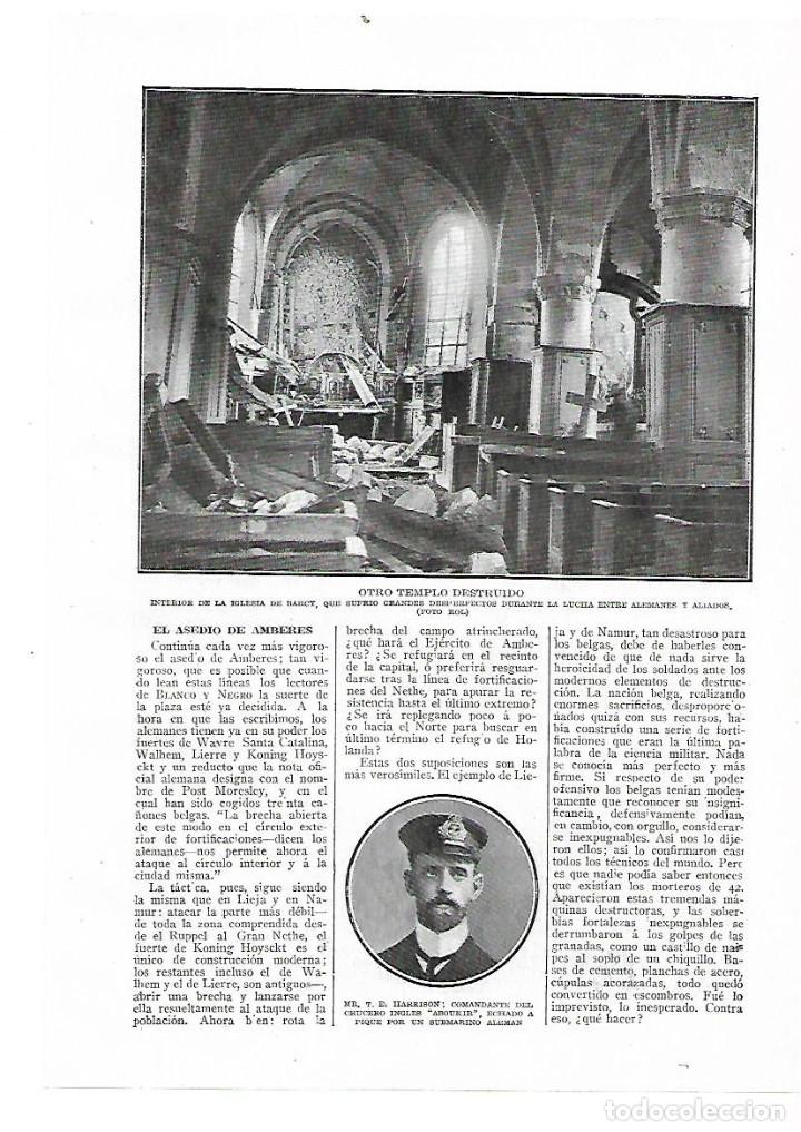Collezionismo: A&Ntilde;O 1914 RECORTE PRENSA INTERIOR IGLESIA DE BARCY DESTROZADA POR LA GUERRA BOMBARDEOS