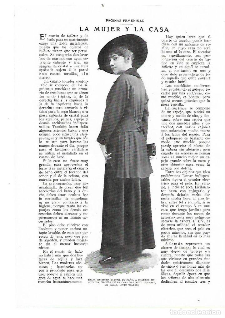 Coleccionismo: A&Ntilde;O 1914 RECORTE PRENSA MODA MUJER TRAJE HECHURA SASTRE MODELO CASA MARIANNE BUZENET