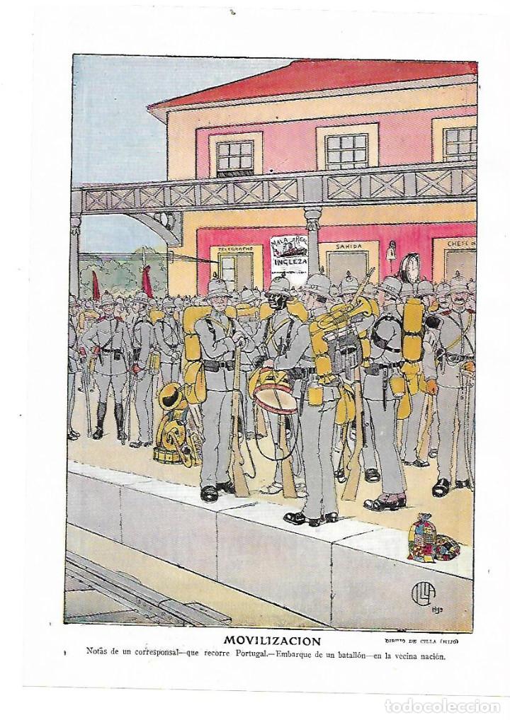 Sammelleidenschaft Papier: A&Ntilde;O 1914 RECORTE PRENSA DIBUJO HUMOR COMIC CARICATURA MOVILIZACION POR CILLA HIJO SOLDADOS