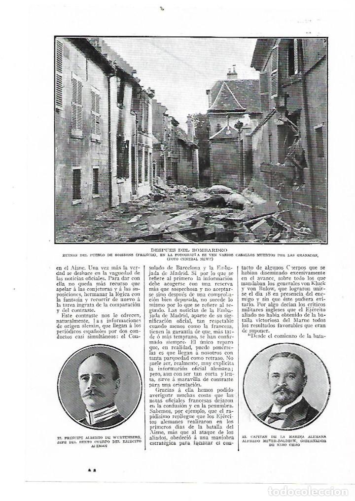 Colecionismo: A&Ntilde;O 1914 RECORTE PRENSA GUERRA MUNDIAL EUROPA DESTRUCCION SOISSONS FRANCIA BOMBARDEO CABALLOS MUERTO