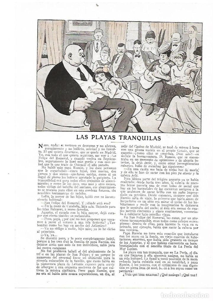 Coleccionismo: A&Ntilde;O 1914 RECORTE PRENSA RELATO CORTO LAS PLAYAS TRANQUILAS DIBUJO SILENO ILUSTRACION