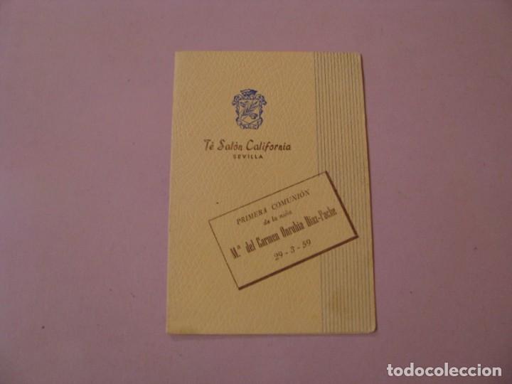 Coleccionismo: MEN&Uacute; DE CELEBRACI&Oacute;N DE PRIMERA COMUNI&Oacute;N. TE SAL&Oacute;N CALIFORNIA. SEVILLA 1959.