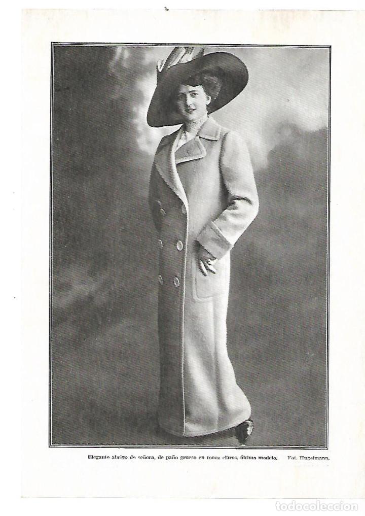 Collectionnisme: A&Ntilde;O 1913 RECORTE PRENSA MODA MUJER ELEGANTE ABRIGO DE PA&Ntilde;O GRUESO