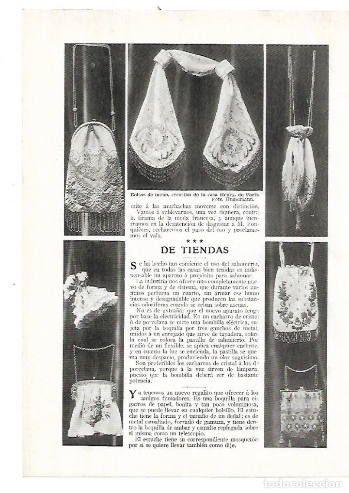 Collectionnisme: A&Ntilde;O 1913 RECORTE PRENSA MODA MUJER COMPLEMENTOS BOLSOS DE MANO CREACION CASA HENRY DE PARIS
