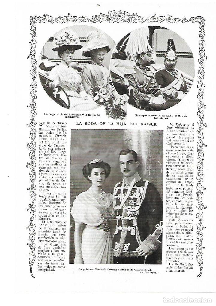 Collectionnisme: A&Ntilde;O 1913 RECORTE PRENSA BODA HIJA DEL KAISER ALEMANIA PRINCESA VICTORIA LUISA DUQUE DE CUMBERLAND