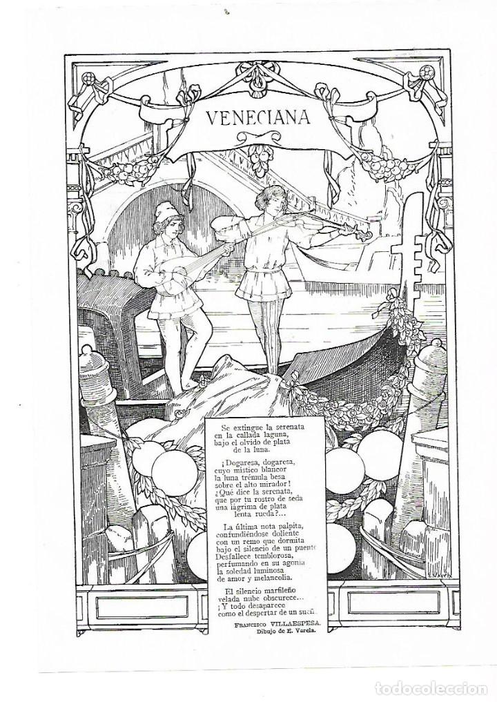 Coleccionismo: A&Ntilde;O 1913 RECORTE PRENSA POESIA VENECIANA POR FRANCISCO VILLAESPESA DIBUJO VARELA ILUSTRACION