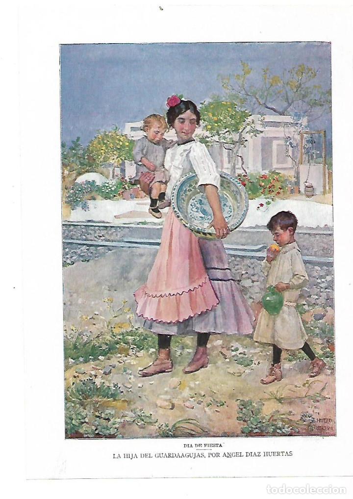 Collectionnisme: A&Ntilde;O 1913 RECORTE PRENSA PINTURA DIBUJO REPRODUCCION LA HIJA DEL GUARDAGUJAS ANGEL DIAZ HUERTAS
