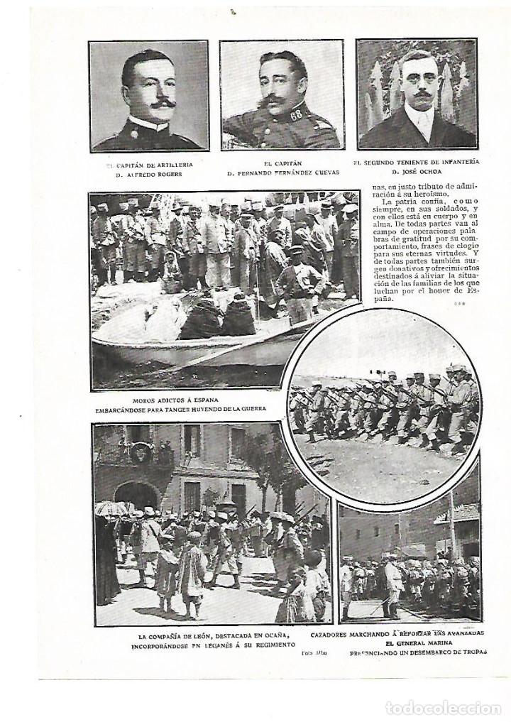 Collecting paper: A&Ntilde;O 1909 RECORTE PRENSA CAMPA&Ntilde;A MELILLA GUERRA EJERCITO COMPA&Ntilde;IA DE LEON CAZADORES GENERAL MARINA