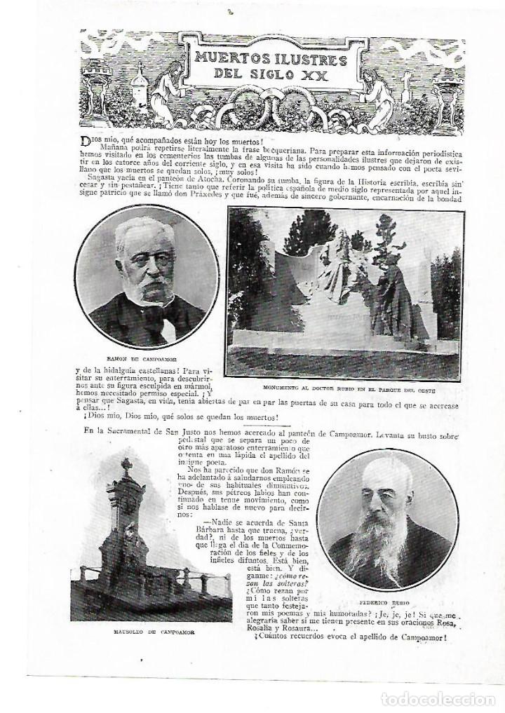 Coleccionismo: A&Ntilde;O 1914 RECORTE PRENSA MUERTOS ILUSTRES DEL SIGLO XX CAMPOAMOR FEDERICO RUBIO CHAPI SAGASTA CHUECA