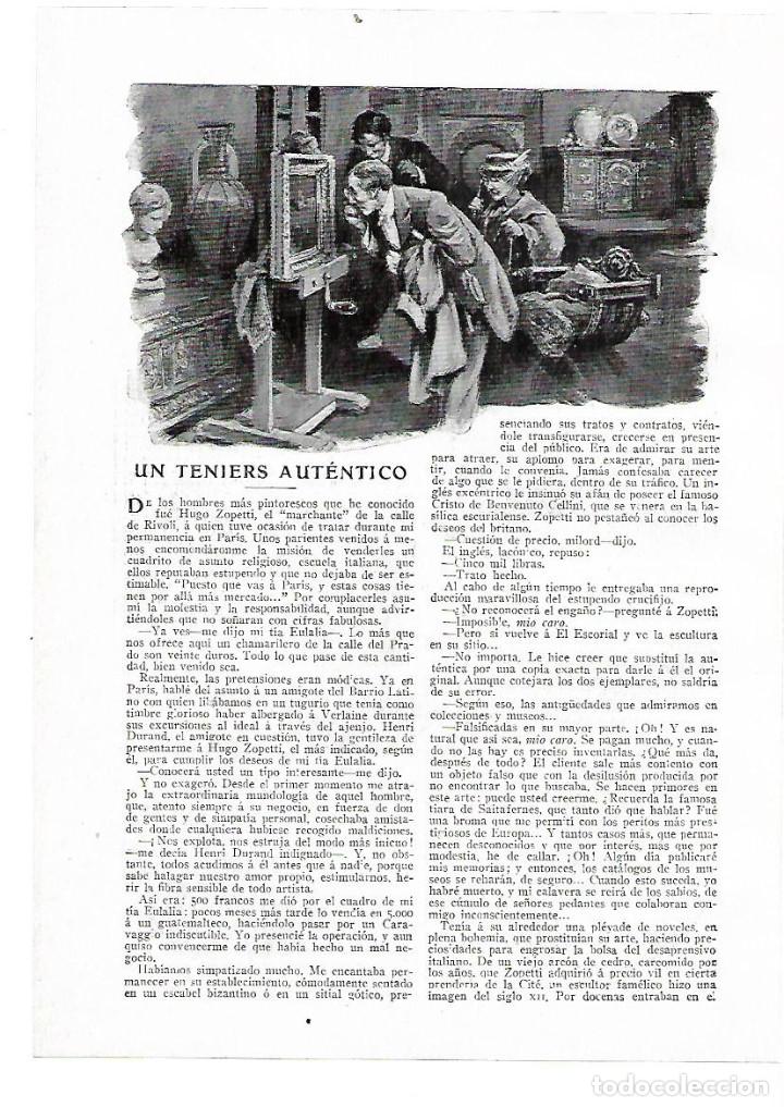 Collectionnisme: A&Ntilde;O 1914 RECORTE PRENSA RELATO CORTO UN TENIERS AUTENTICO MARTINEZ OLMEDILLA DIBUJO REGIDOR