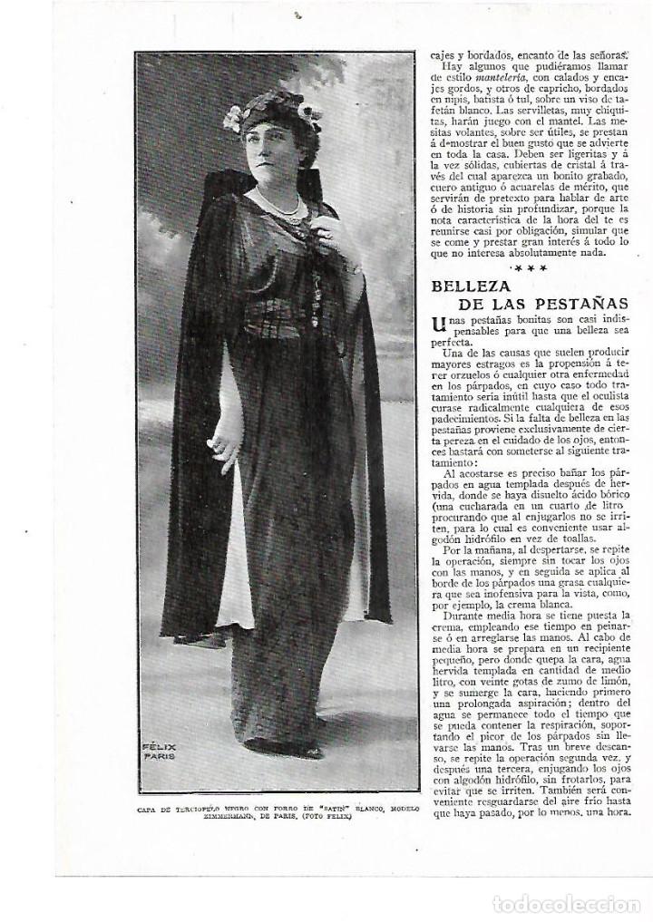 Coleccionismo: A&Ntilde;O 1914 RECORTE PRENSA MODA MUJER CAPA TERCIOPELO SATIN MODELO ZIMMERMANN DE PARIS FOTO FELIX