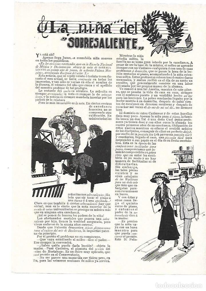 Sammelleidenschaft Papier: A&Ntilde;O 1909 RECORTE PRENSA RELATO CORTO LA NI&Ntilde;A DEL SOBRESALIENTE LUIS DE TAPIA DIBUJO SANCHA