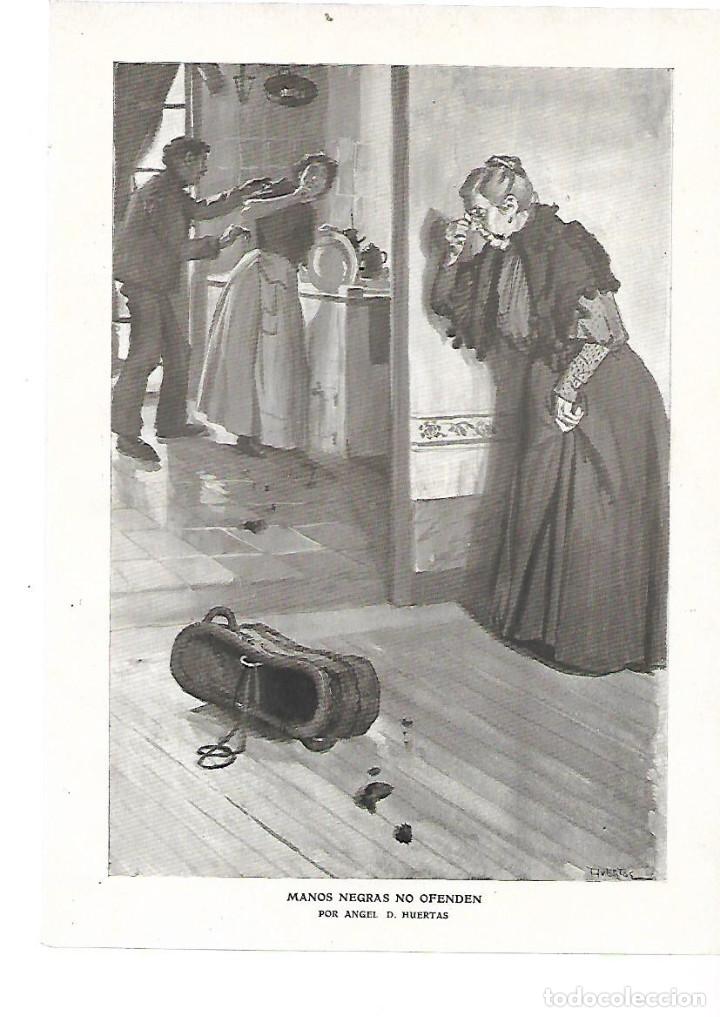 Collezionismo: A&Ntilde;O 1909 RECORTE PRENSA PINTURA DIBUJO REPRODUCCION MANOS NEGRAS NO OFENDEN POR HUERTAS