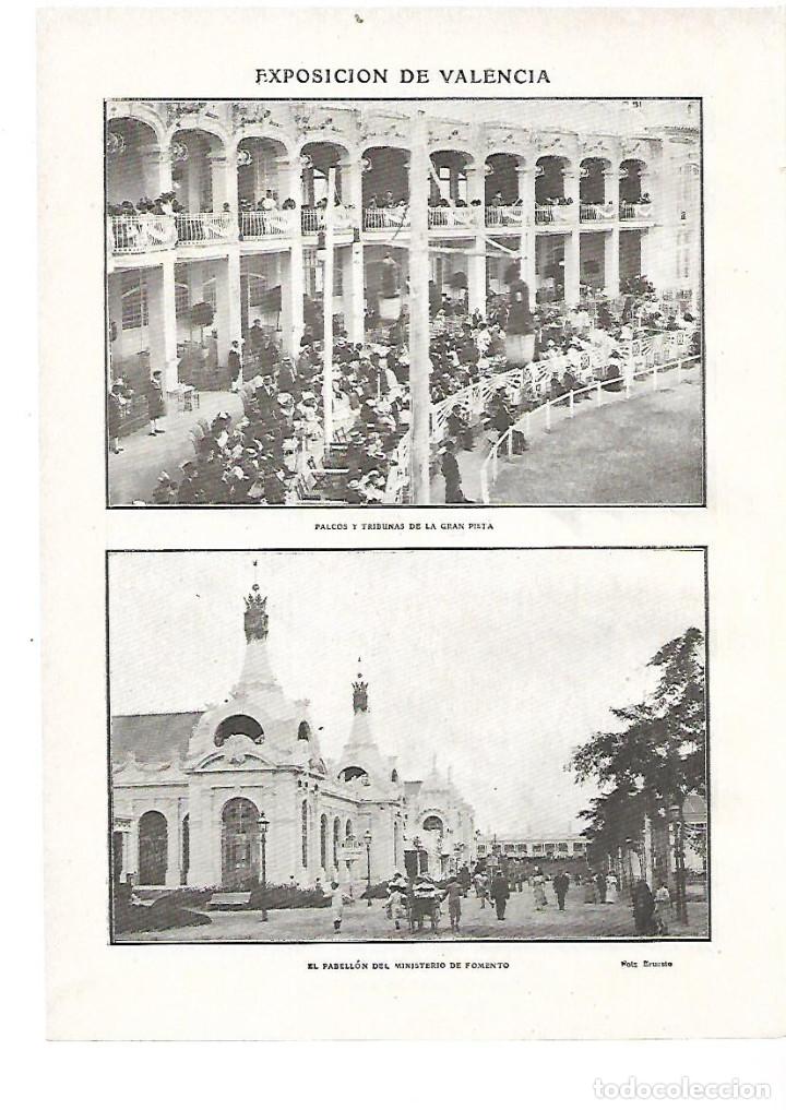 Sammelleidenschaft Papier: A&Ntilde;O 1909 RECORTE PRENSA EXPOSICION DE VALENCIA PABELLON MINISTERIO FOMENTO PALCOS GRAN PISTA