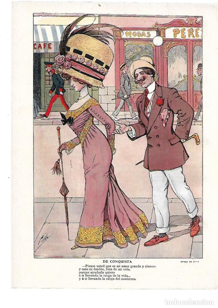 Sammelleidenschaft Papier: A&Ntilde;O 1909 RECORTE PRENSA HUMOR DIBUJO COMIC CARICATURA DE CONQUISTA POR CILLA