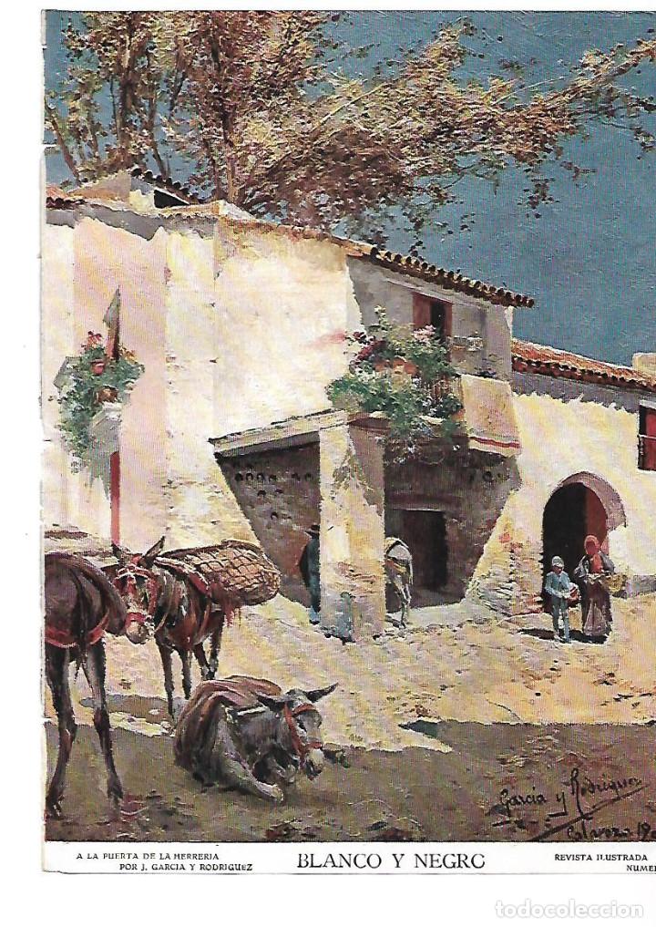 Coleccionismo: A&Ntilde;O 1909 RECORTE PRENSA PINTURA DIBUJO REPRODUCCION A LA PUERTA DE LA HERRERIA GARCIA RODRIGUEZ