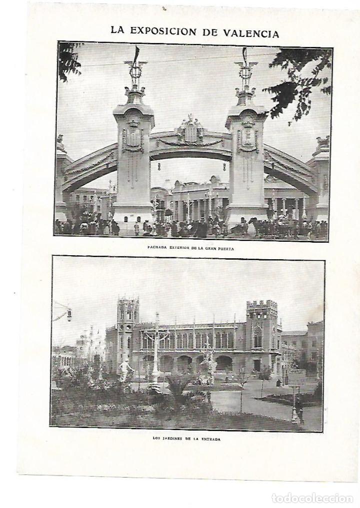 Coleccionismo: A&Ntilde;O 1909 RECORTE PRENSA EXPOSICION DE VALENCIA GRAN PUERTA JARDINES PASEO VISTA PARCIAL PABELLONES