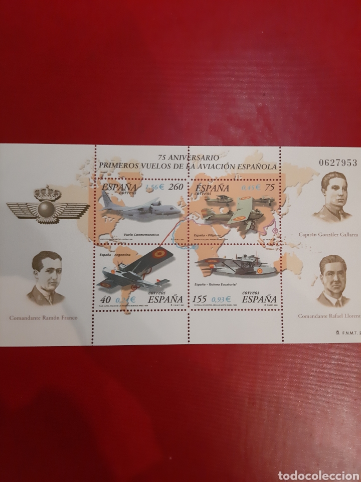 Collezionismo: Espa&ntilde;a edifil 3750 hojas bloque perfectos aviones y pilotos 75 Aniversario aviaci&oacute;n Espa&ntilde;ola 2001