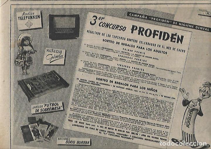 Sammelleidenschaft Papier: A&Ntilde;O 1951 RECORTE PRENSA PUBLICIDAD CONCURSO PROFIDEN PREMIO MU&Ntilde;ECA GISELA FUTBOL SOBREMESA