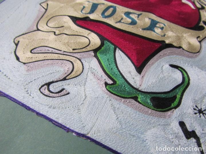 Coleccionismo: Parche de hilo sobre papel coraz&oacute;n con rosa Jos&eacute; - Foto 7