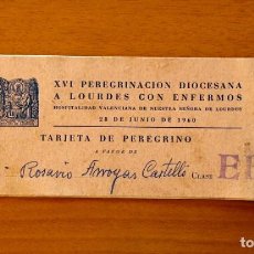 Coleccionismo: TARJETA DE PEREGRINO - XVI PEREGRINACIÓN DIOCESANA A LOURDES - AÑO 1960 - TARJETERO COMPLETO